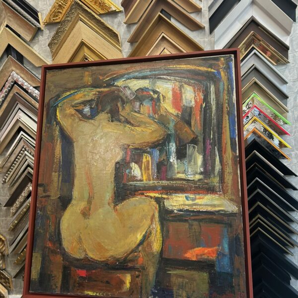 encadrement toile femme miroir