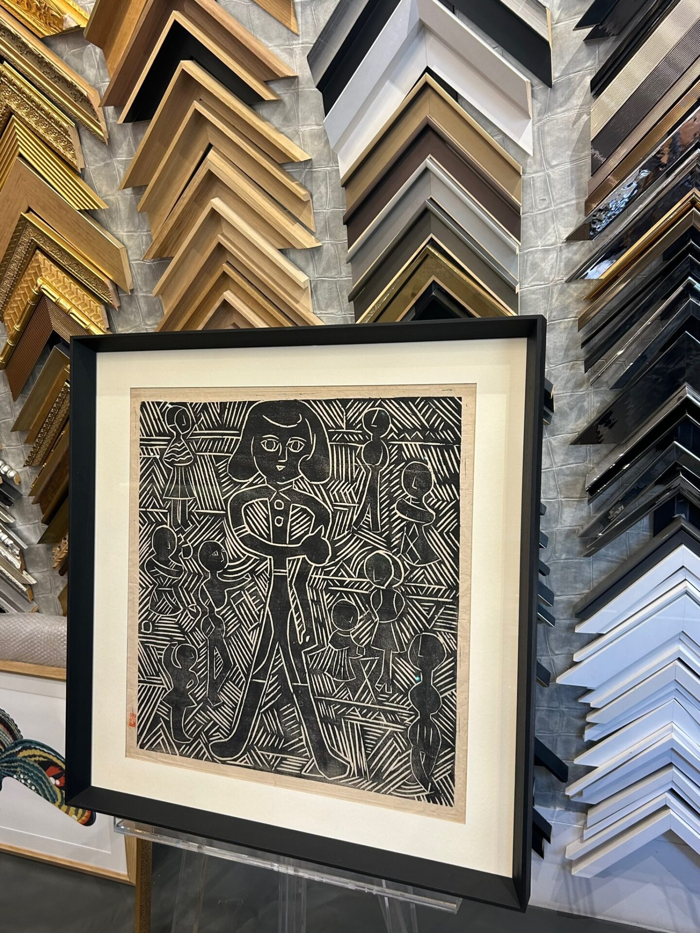 encadrement toile linogravure